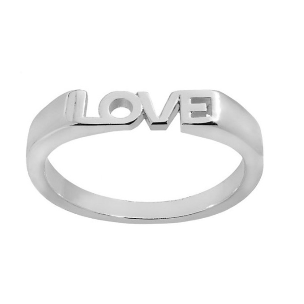 NWT- LC Lauren Conrad Silver Tone
"Love" Ring- Size 7